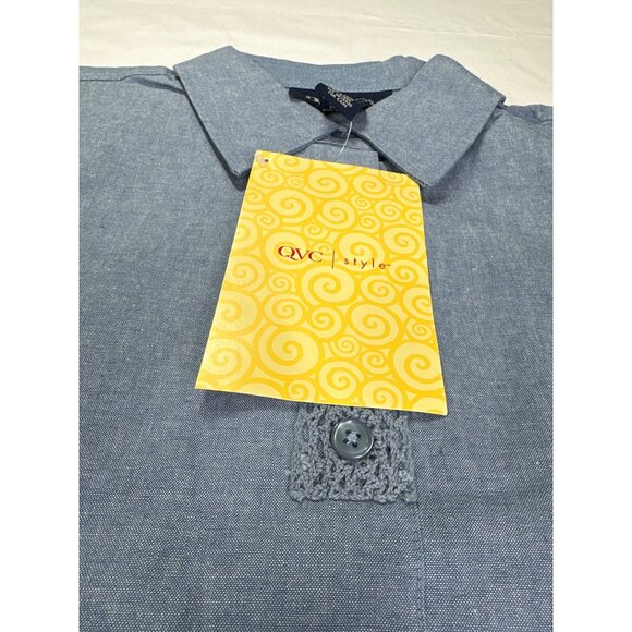 Vtg. Denim & Co. Womens small Long Sleeve New Blue Button-Down Shirt - Picture 5 of 9